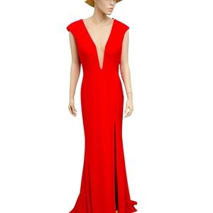 NWT Jovani Vibrant Red Maxi Dress SIze 12
